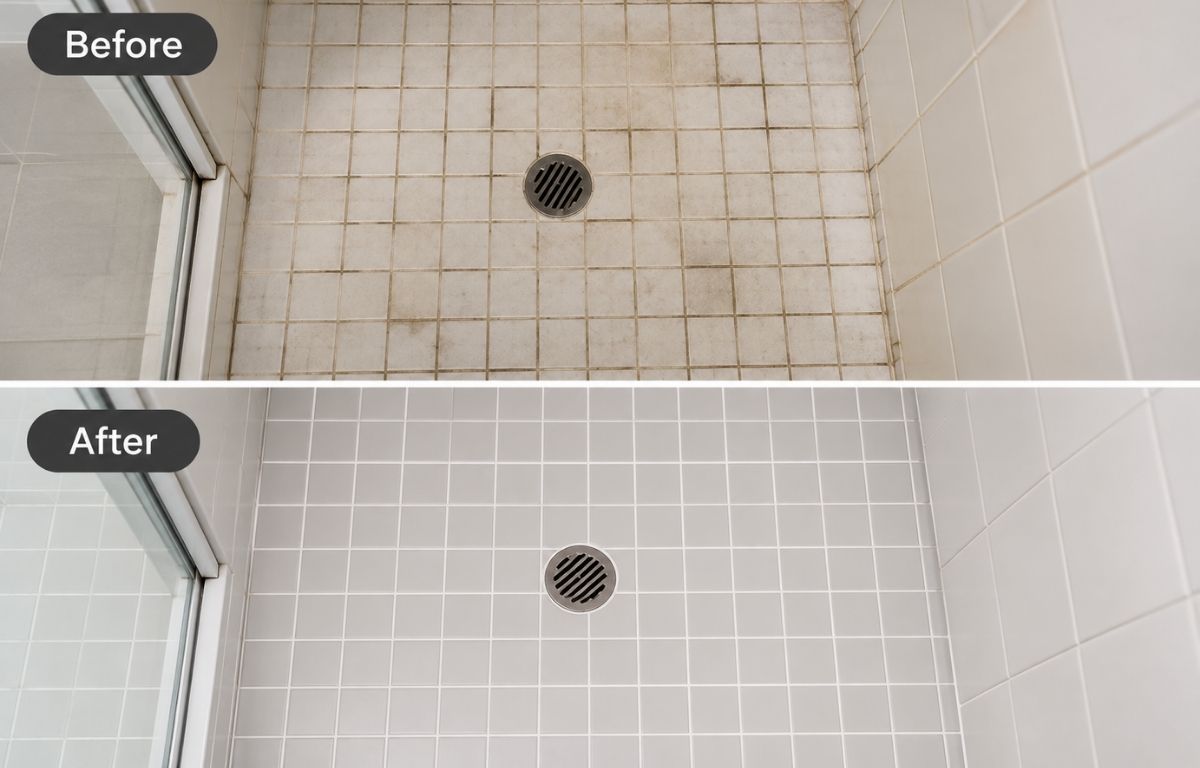 Tile & Grout Cleaning before and after